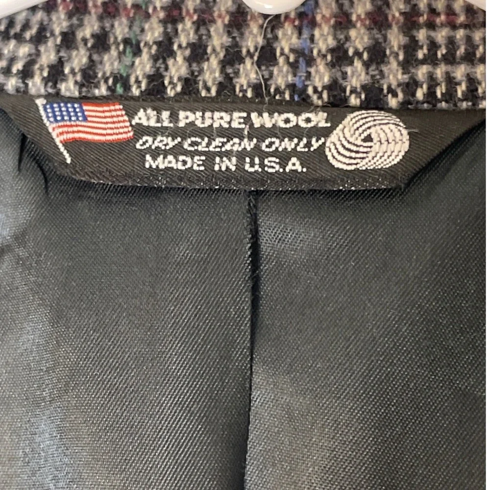 Mens Pure Wool Blazer Sport Coat Glen Plaid 40R Grey John Alexander